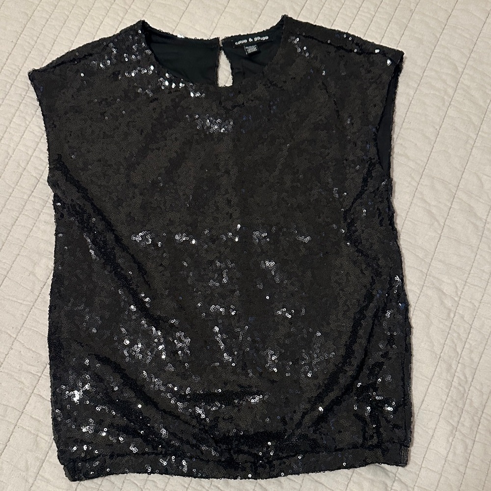 Cable & Gauge Black Sequin Blouse